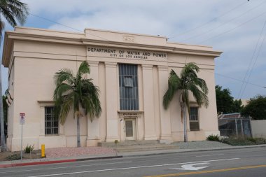 Binaların dış görünüşünün ayrıntıları ve unsurları. Los Angeles, Usa. Temmuz 2019