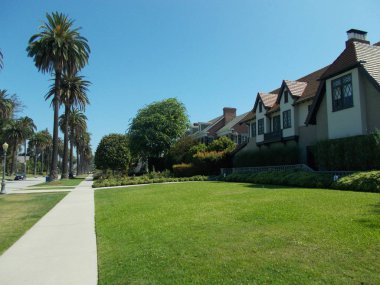Binaların dış görünüşünün ayrıntıları ve unsurları. Los Angeles, Usa. Temmuz 2019