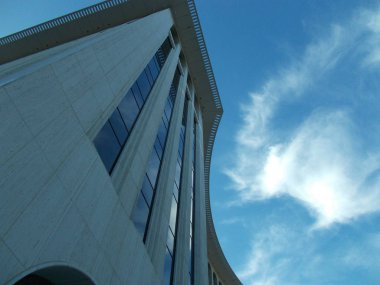 Binaların dış görünüşünün ayrıntıları ve unsurları. Los Angeles, Usa. Temmuz 2019