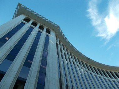 Binaların dış görünüşünün ayrıntıları ve unsurları. Los Angeles, Usa. Temmuz 2019