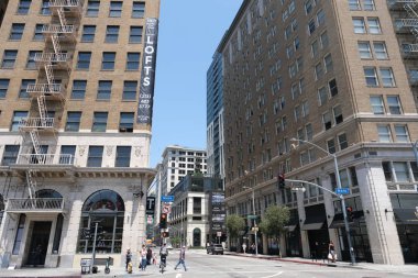 Binaların dış görünüşünün ayrıntıları ve unsurları. Los Angeles, Usa. Temmuz 2019