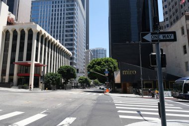 Binaların dış görünüşünün ayrıntıları ve unsurları. Los Angeles, Usa. Temmuz 2019