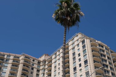 Binaların dış görünüşünün ayrıntıları ve unsurları. Los Angeles, Usa. Temmuz 2019