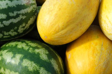 Şehir pazarında kavunlar