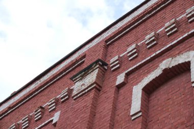 Detaylar ve binaların cephe elemanları. Tasarım için arka plan görüntüsü. Şehir mimarisi