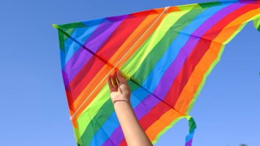 Elinde uçurtma tutan bir çocuk