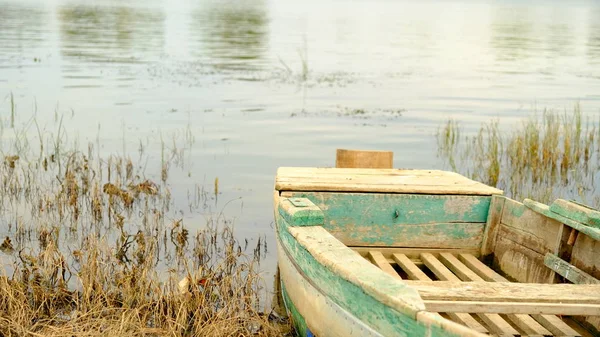 Altes Hölzernes Fischerboot Fluss Einem Russischen Dorf — Stockfoto