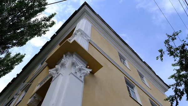 Elementos Detalhes Fachada Casa Nas Cidades Rússia — Fotografia de Stock