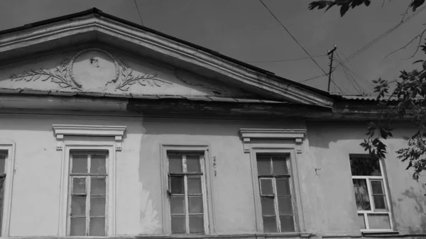 Elementos Detalhes Fachada Casa Nas Cidades Rússia — Fotografia de Stock
