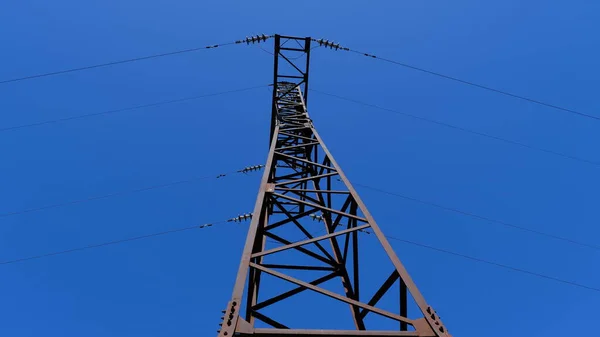 Elektrische Paal Met Draden Het Platteland — Stockfoto