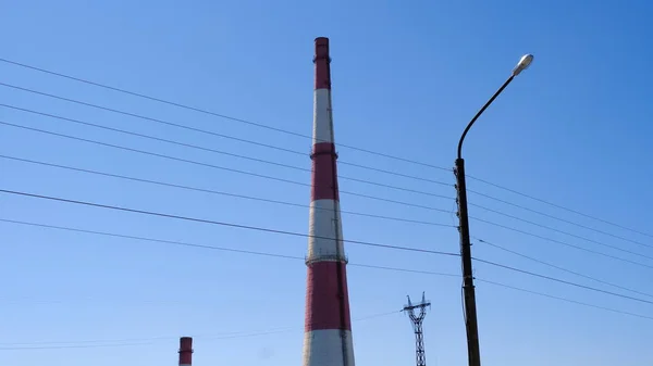 Poste Eléctrico Con Cables Campo — Foto de Stock