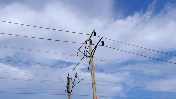 Электрический Столб Проводами Сельской Местности — стоковое фото
