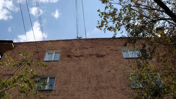Inslag Och Närmare Uppgifter Fasaden Byggnader Ryssland — Stockfoto