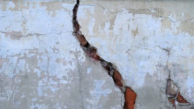 Duvarın beton yüzeyi. Çatlak. Web tasarımı için arkaplan resmi.