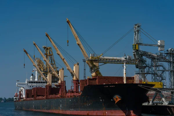 Rostock sanayi limanında dockside vinçler