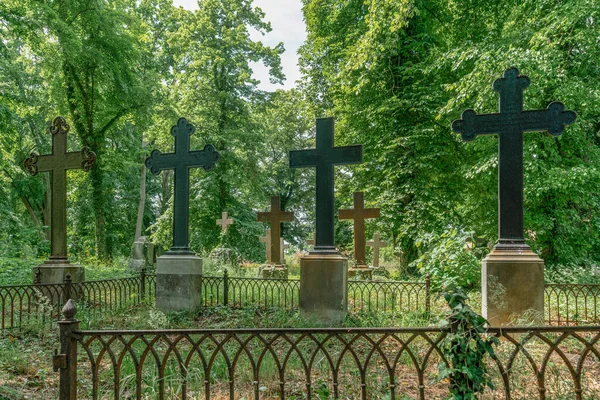 Viejas Cruces Antiguo Cementerio Alemán Lindow Brandeburgo — Foto de Stock