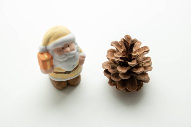 Beyaz arka plan doğa dekor noel çam konisi