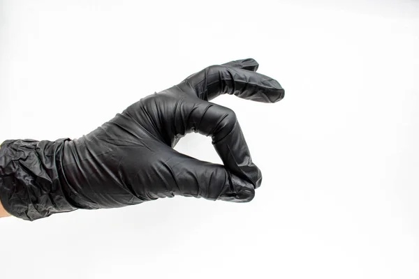 Hand Black Gloves Protection Concept Cleanliness — Stock Photo, Image