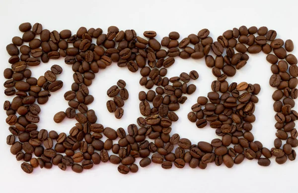 Number 2021 Coffee Beans Isolated White Background Concept New Year — Stock Photo, Image