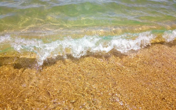 Turquoise Wave Runs Splashes Beach Summer Sea Landscape Concept Idea — Stock Photo, Image