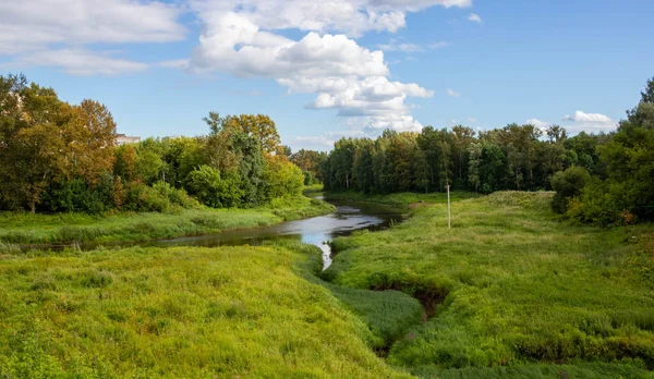 Landschaft Mit Wald Bach Und Fluss Voraus Schöne Landschaft — Stockfoto