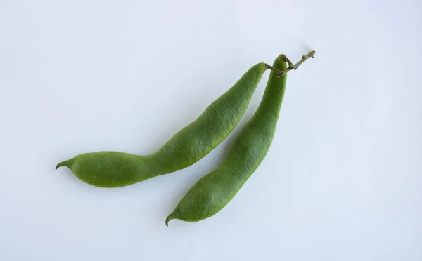 Habas Soja Primer Plano Vaina Soja Verde Sobre Fondo Blanco —  Fotos de Stock