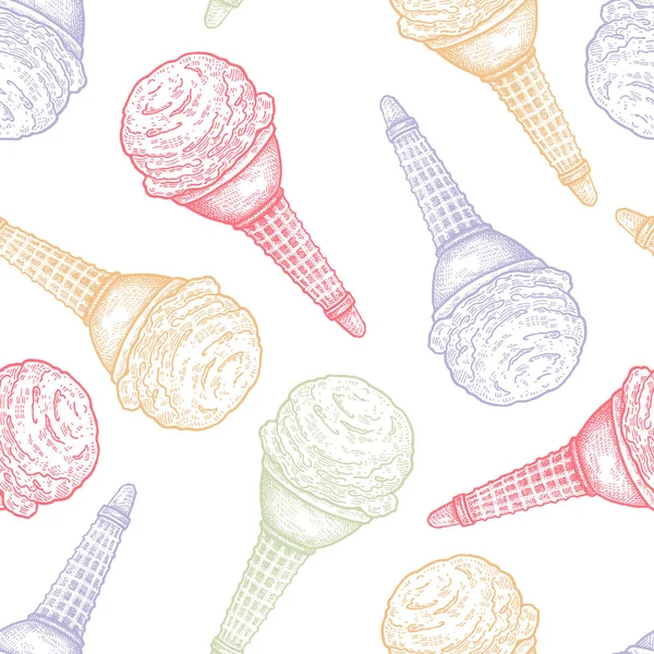 Helado Patrón Sin Costuras Con Dulces Postre Color Pastel Sobre — Vector de stock