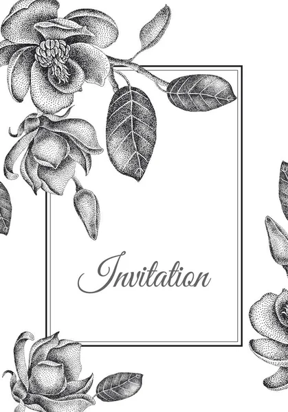 Шаблони Запрошень Весілля Прикраса Садовими Квітами Каркасний Візерунок Квіткові Векторні — стоковий вектор