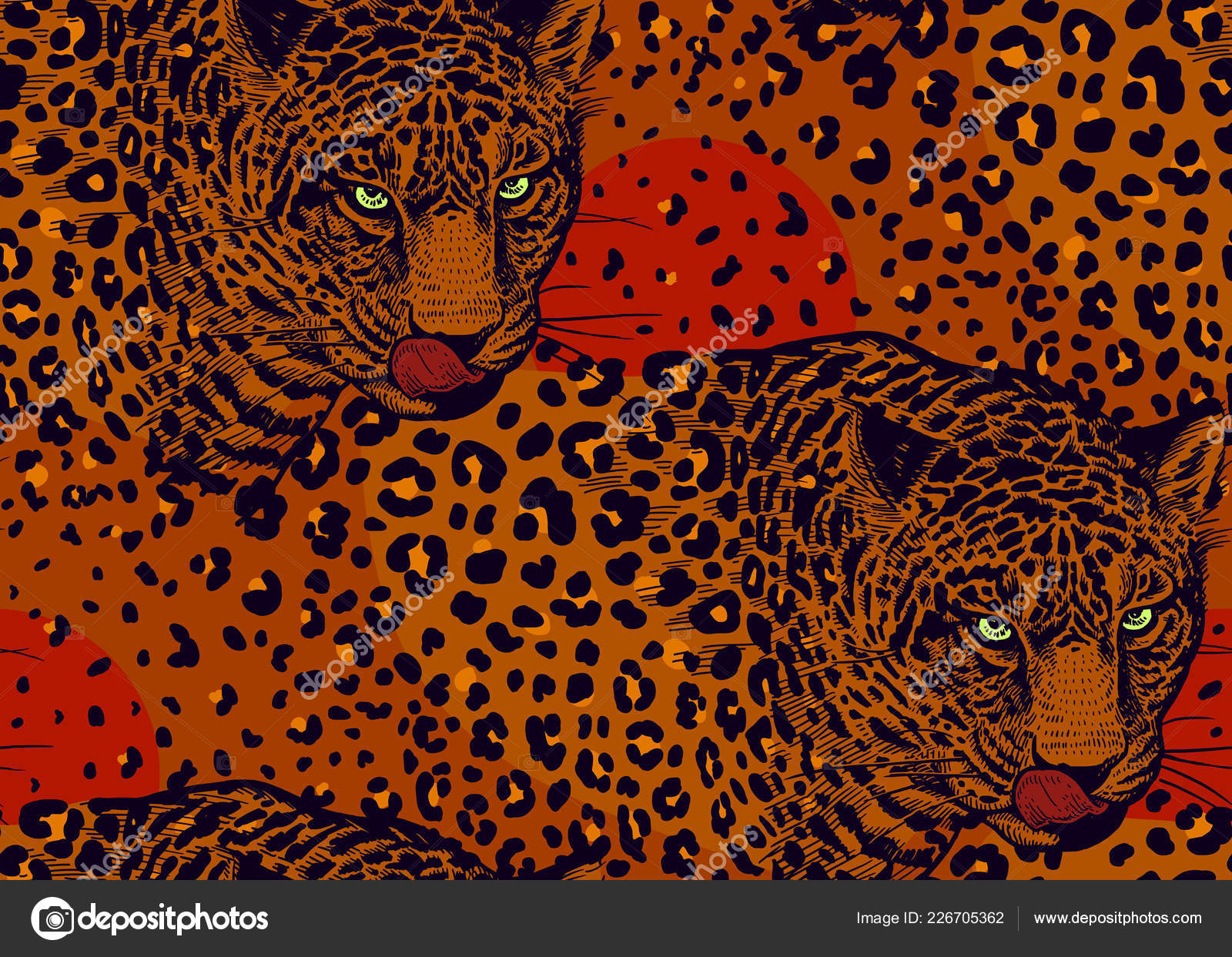 표범입니다 야생의 패턴입니다 현대적인 장식으로 스타일 일러스트입니다 벽지에 템플릿입니다 그리고 스톡 벡터 - ©sasha-kasha  226705362, image size:1600x1243