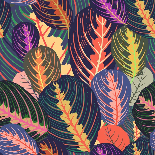 Modèle Sans Couture Avec Des Feuilles Tropicales Illustration Vectorielle Motifs — Image vectorielle