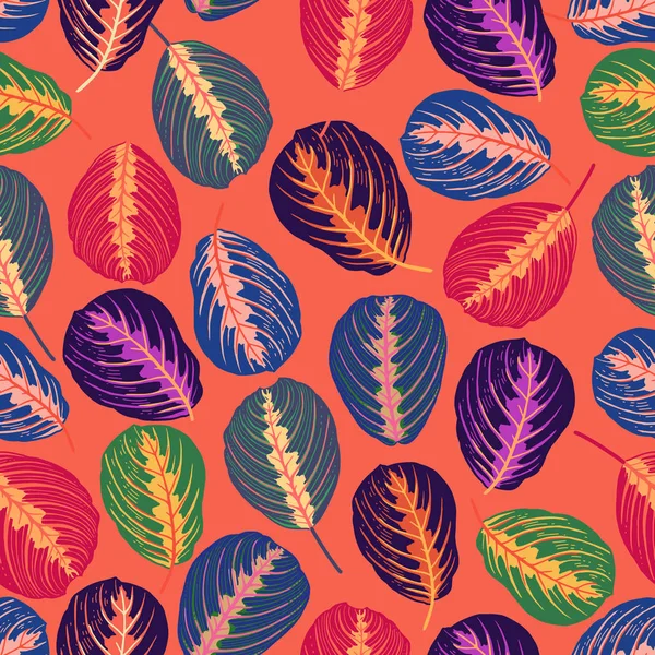 Seamless Pattern Tropical Leaves Vector Illustration Exotic Motifs Nature Template — Stock Vector