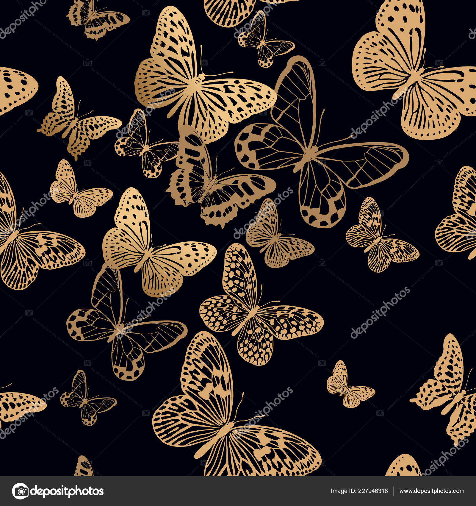 Luxury Gold Butterflies, Vectors