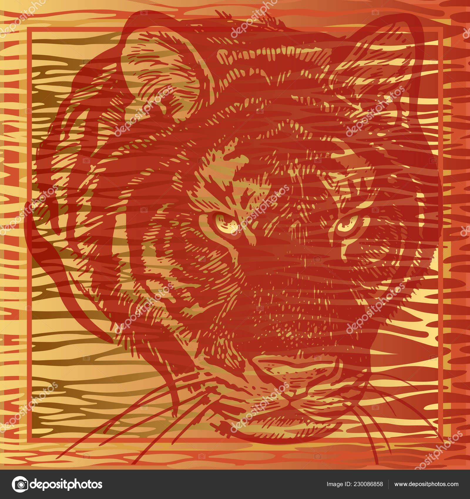 Estampado Animal Tigre Africano Cerca Rayas Piel Ilustración Vectorial  Imprimir Vector de stock #230086858 de ©sasha-kasha, image size:1600x1700