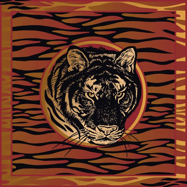 Impressão Animal Tigre Predador Africano Listras Pele Ilustração Vetorial Impressão — Vetor de Stock