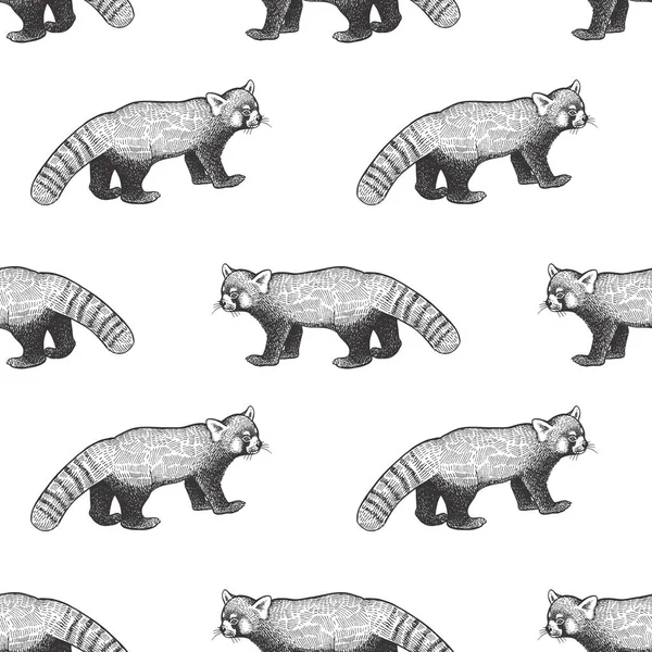 Oso Panda Rojo Patrón Sin Costuras Con Animales China Dibujo — Vector de stock