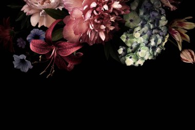 Floral card. Vintage flowers. clipart