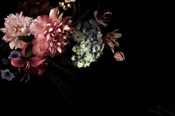Blommig kort. Vintage blommor. — Stockfoto