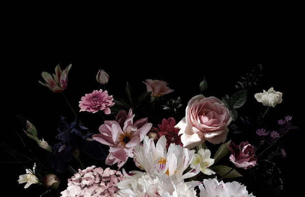 美しい庭の花。ビンテージ花カード. — ストック写真