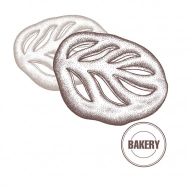 Fransız ekmek vintage grafik.