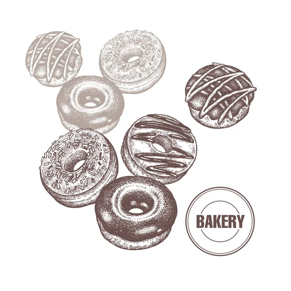 Donuts vintage gráficos . — Vector de stock
