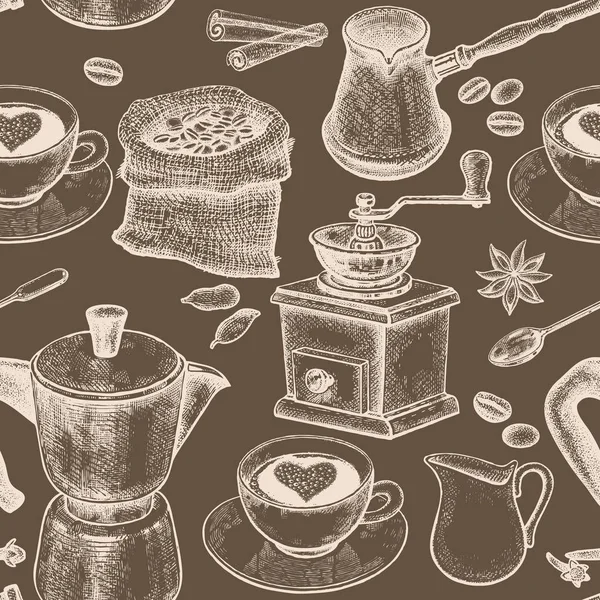 Patrón sin costuras es todo acerca de café . — Archivo Imágenes Vectoriales