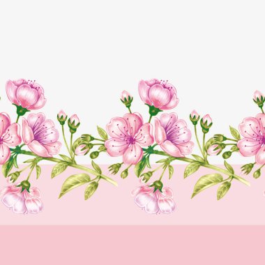 Kiraz çiçeği ile vektör dikişsiz desen.