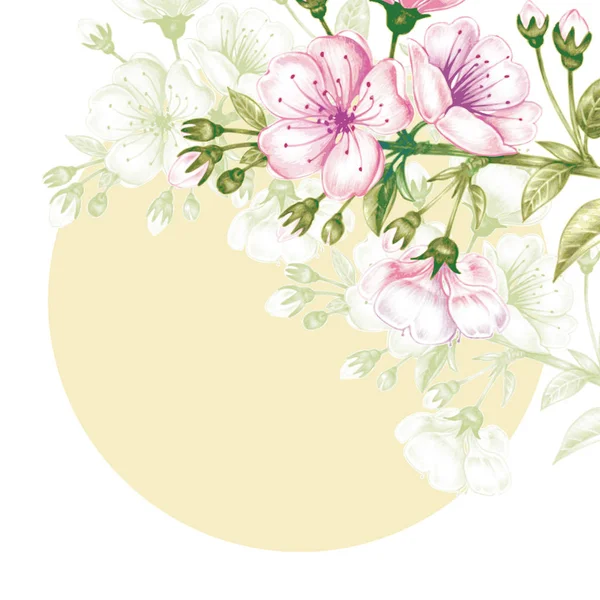 Векторный бесшовный рисунок с цветением вишни . — стоковый вектор