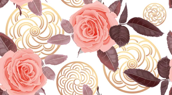 Modèle sans couture avec des fleurs roses . — Image vectorielle