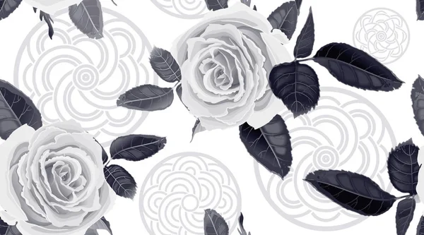 Seamless mönster med blommor rosor. — Stock vektor