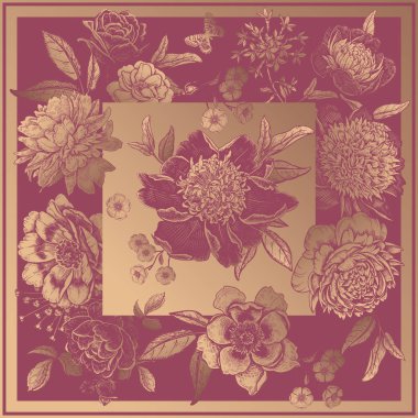 Çiçek süsleme. Güzel çiçekler şakayıklar, güller ve kelebekler!