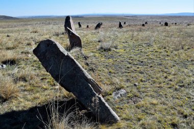 Eski Menhirs. Khakassia. Güney Sibirya.