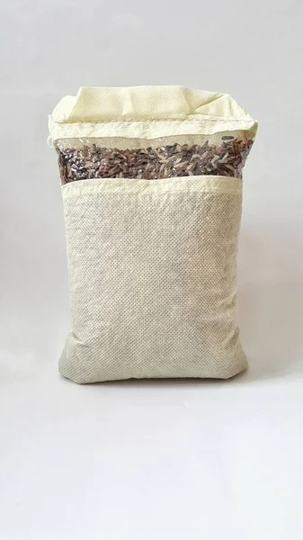 Bag of Germinated brown rice,Blank space on package for design brand.Product of agriculture.Raw material food.