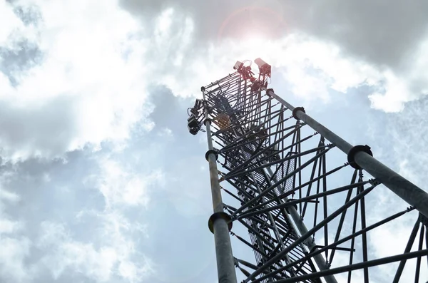 Telecommunication Tower Sky Background — Stock Photo, Image