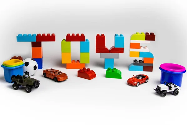 toys for children cars and cubes